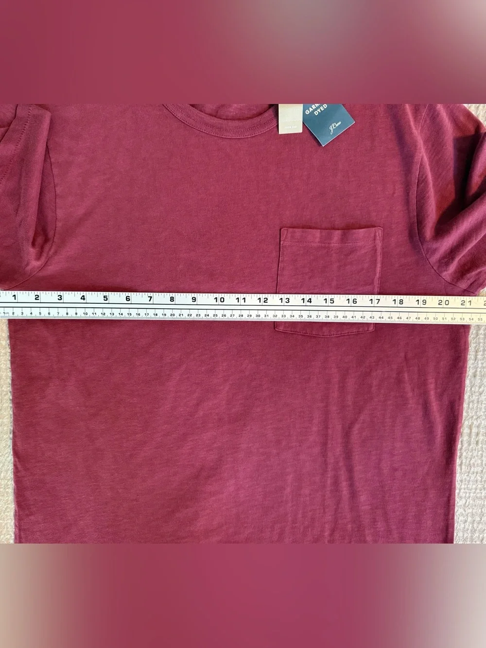 NWT J.Crew Men’s L Garment Dyed Slub Cotton Pocket T-Shirt Burgundy J1785